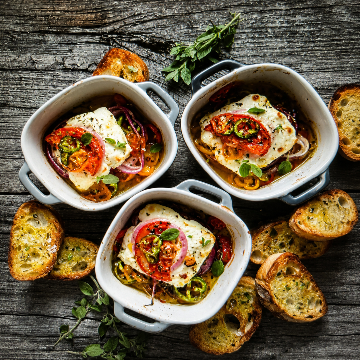 Bougiourdi (Baked Greek Feta with Tomatoes & Capsicum)