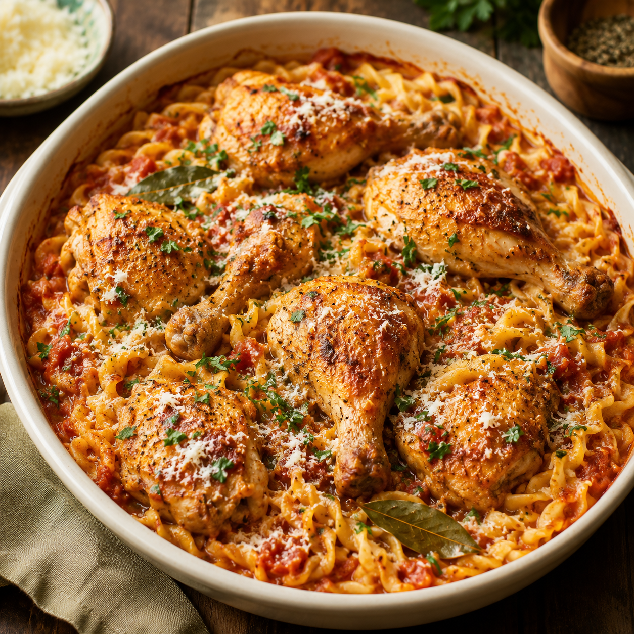 Chicken with Hilopitaki or Orzo in Tomato Sauce