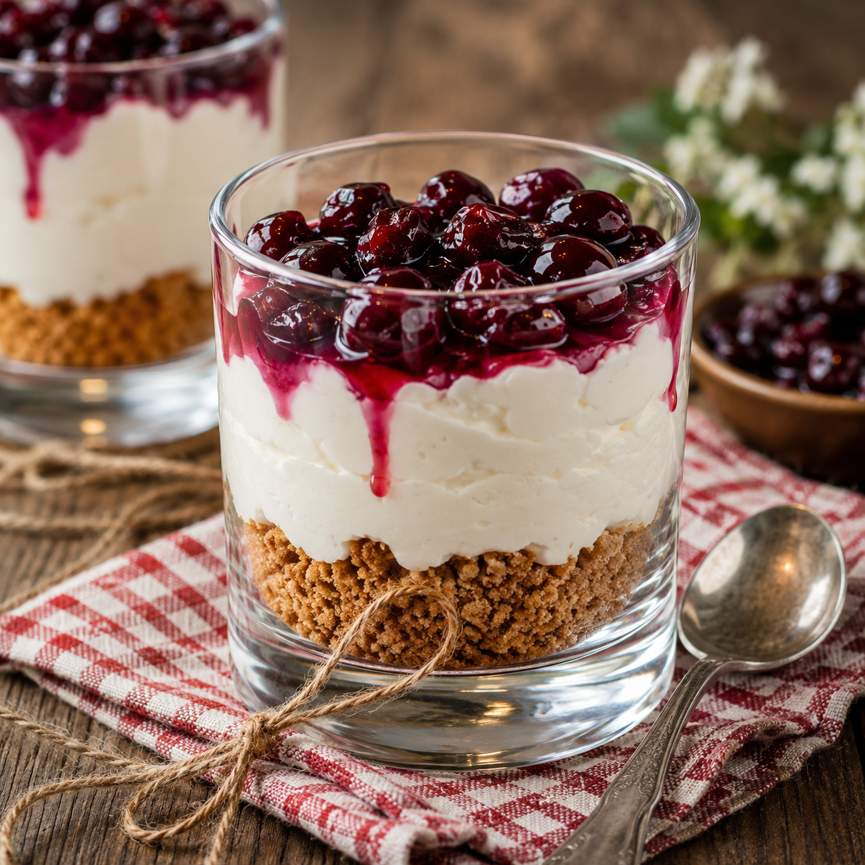 Greek-Style Cheesecake with Sour Cherries