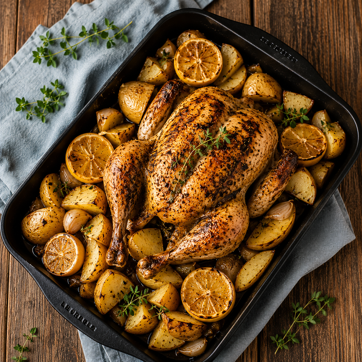 Roast Chicken with Lemon Potatoes
