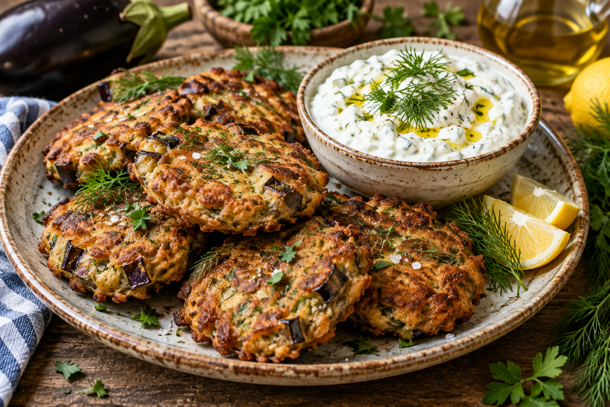 All Fritters Cooking class (Eggplant Fritters-Courgette Fritters-Tomato Fritters) & Tzatziki