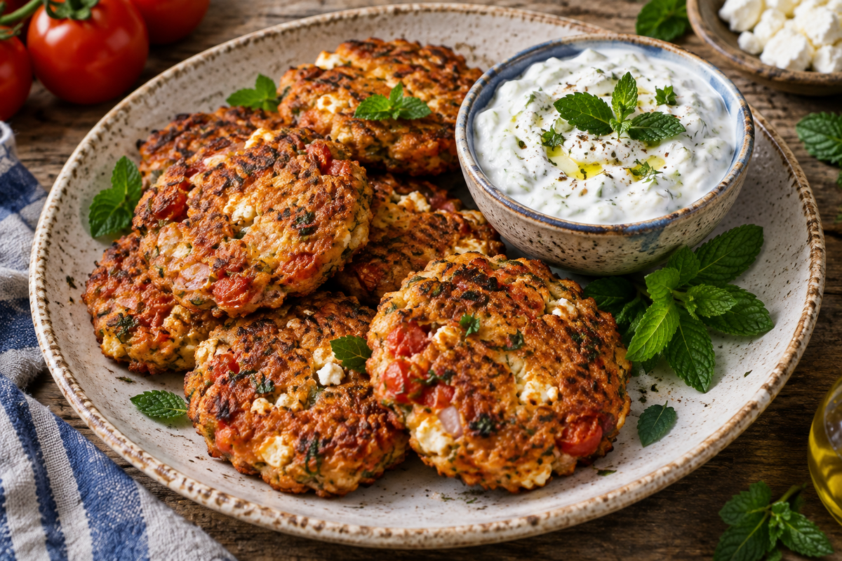 All Fritters Cooking class (Eggplant Fritters-Courgette Fritters-Tomato Fritters) & Tzatziki